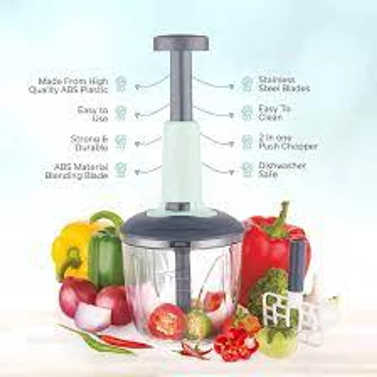 Manual Hand Push Chopper/multifunctional Hand Pat Chopper And Mixer/press Cutter Vegetable Meat Grinder 1.5 Liter ( Random Color)